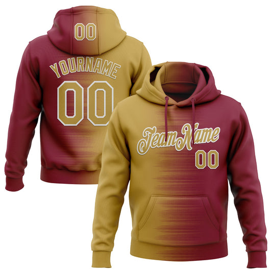 Custom Stitched Crimson Old Gold-White Gradient Line Sports Pullover Sweatshirt Hoodie - Main View