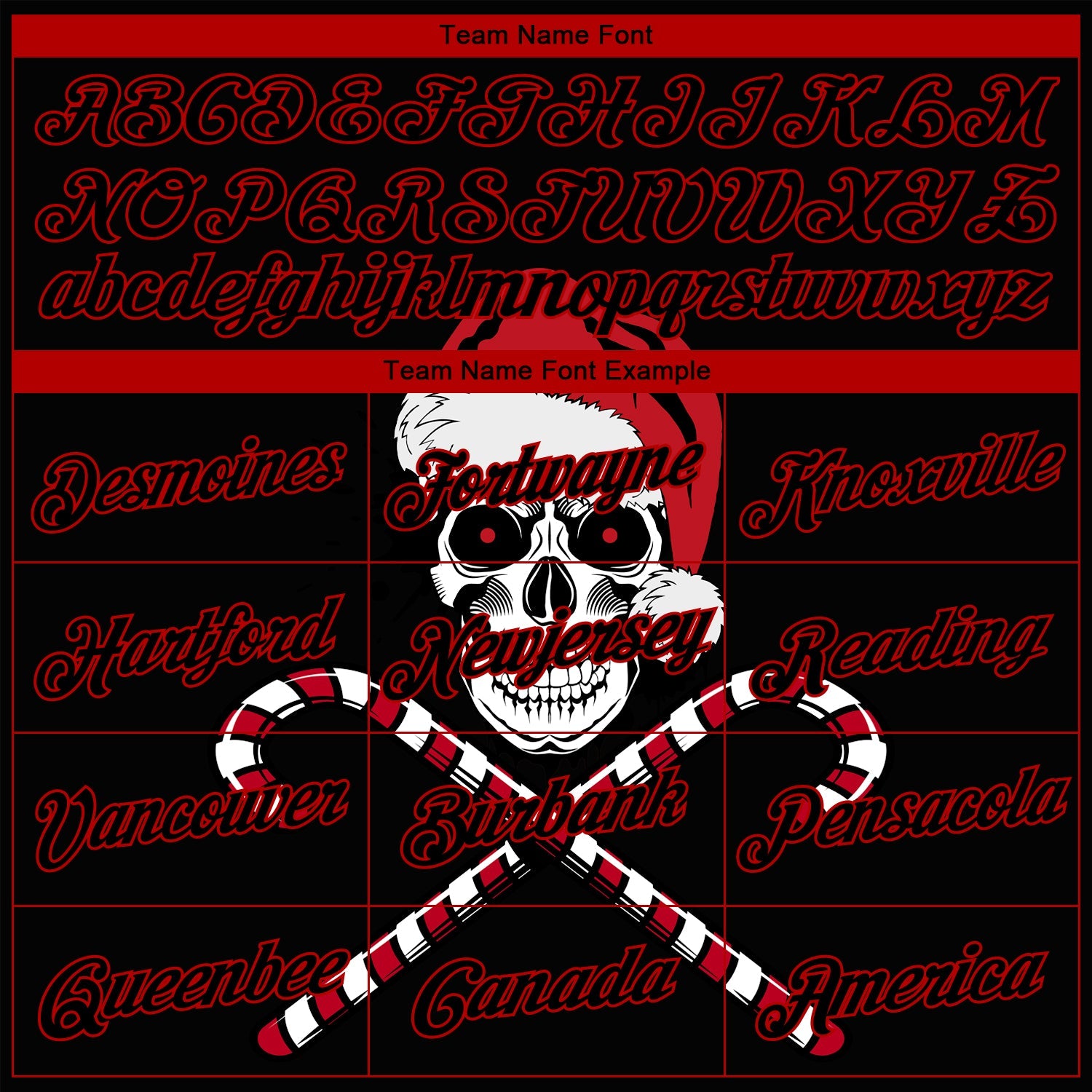 Custom Stitched Red Black-White 3D Skulls And Christmas Santa's Hat Sports Pullover Sweatshirt Hoodie view 3
