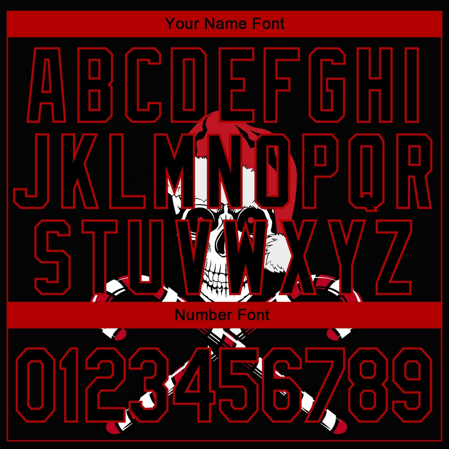 Custom Stitched Red Black-White 3D Skulls And Christmas Santa's Hat Sports Pullover Sweatshirt Hoodie view 4