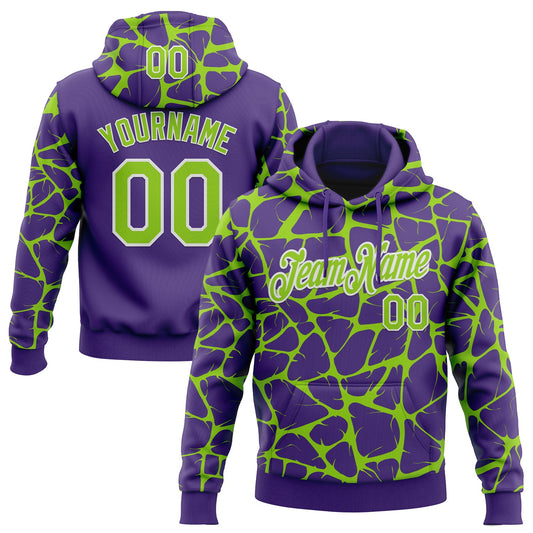 Custom Stitched Purple Neon Green-White Abstract Network Pattern Sports Pullover Sweatshirt Hoodie - Main View