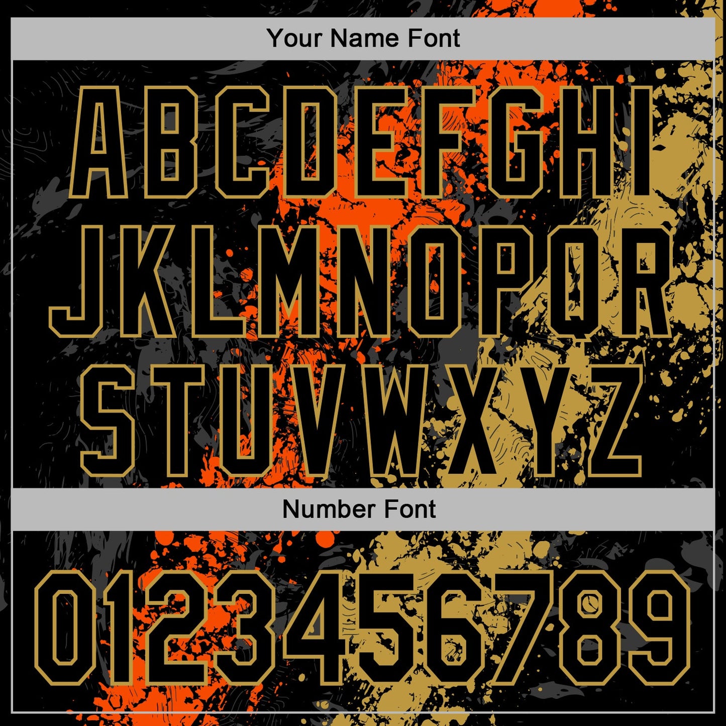 Custom Stitched Black Orange-Old Gold Splash Sports Pullover Sweatshirt Hoodie view 6