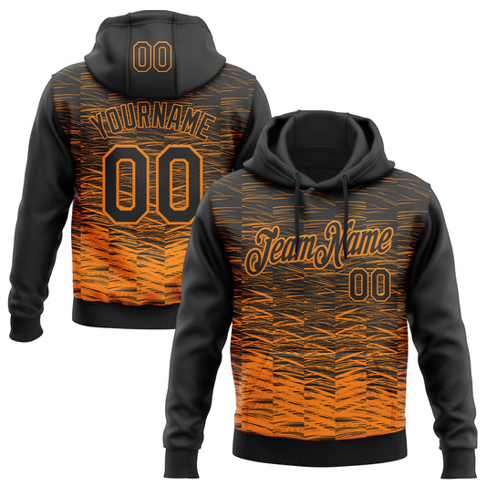 Custom Stitched Black Bay Orange Line Sports Pullover Sweatshirt Hoodie - Main View