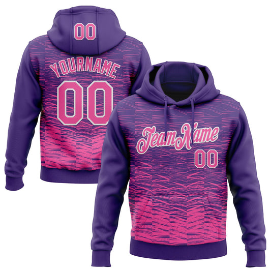 Custom Stitched Purple Pink-White Line Sports Pullover Sweatshirt Hoodie - Main View