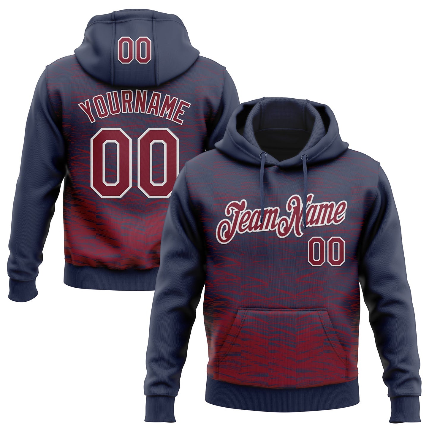 Custom Stitched Navy Crimson-White Line Sports Pullover Sweatshirt Hoodie - Main View