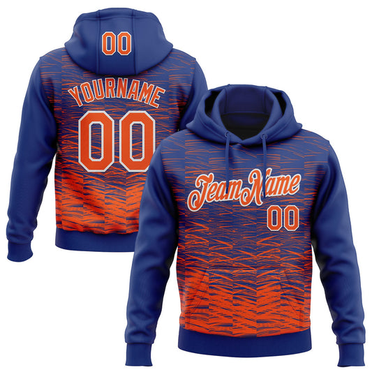 Custom Stitched Royal Orange-White Line Sports Pullover Sweatshirt Hoodie - Main View