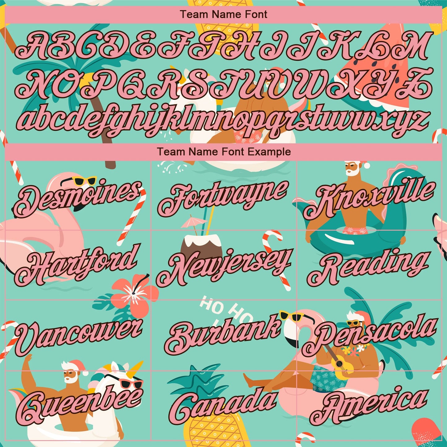 Custom Stitched Aqua Medium Pink-Brown 3D Tropical Christmas Santas With Reindeers And Flamingos Sports Pullover Sweatshirt Hoodie view 3