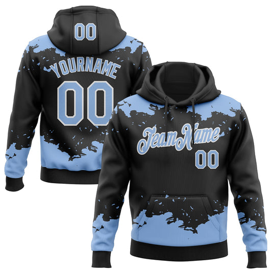 Custom Stitched Black Light Blue-White Fragment Pattern Sports Pullover Sweatshirt Hoodie - Main View