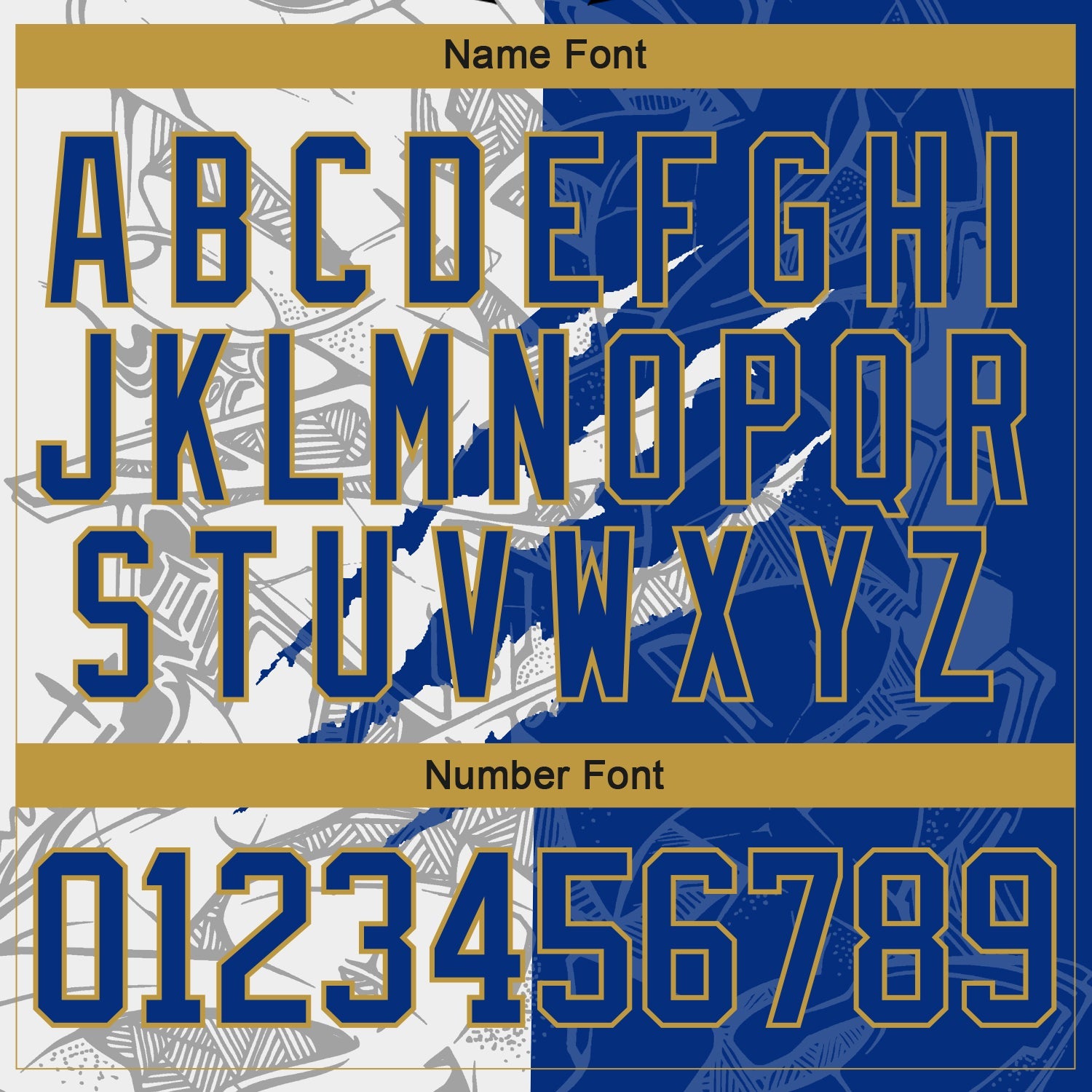 Custom Royal White-Old Gold 3D Pattern Gradient Fashion Scratch Hockey Lace Neck Jersey view 5