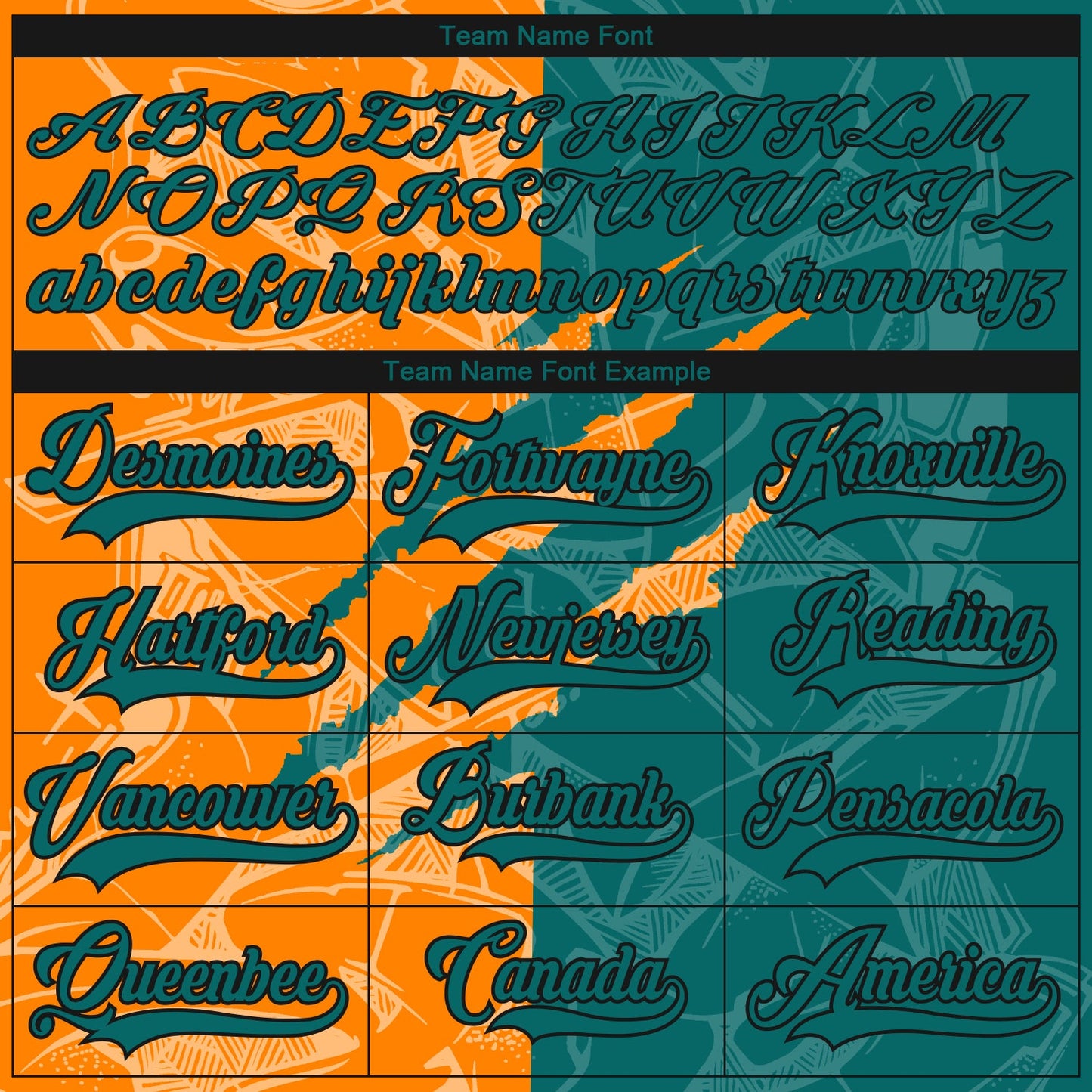 Custom Teal Bay Orange-Black 3D Pattern Gradient Fashion Scratch Hockey Lace Neck Jersey view 4