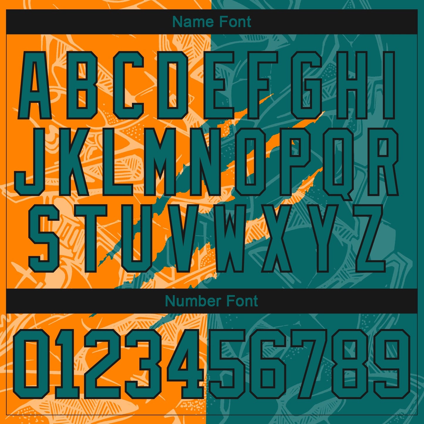 Custom Teal Bay Orange-Black 3D Pattern Gradient Fashion Scratch Hockey Lace Neck Jersey view 5