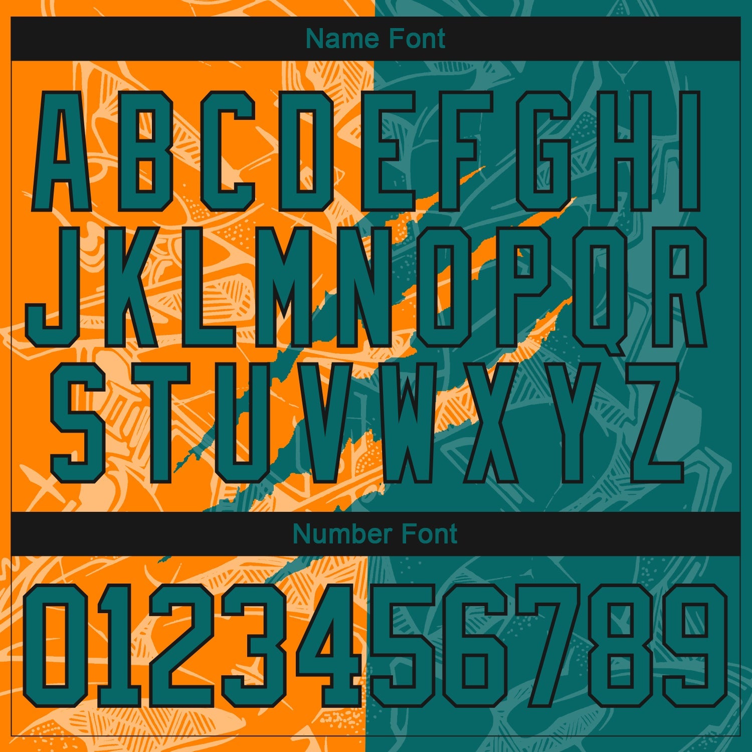 Custom Teal Bay Orange-Black 3D Pattern Gradient Fashion Scratch Hockey Lace Neck Jersey view 5