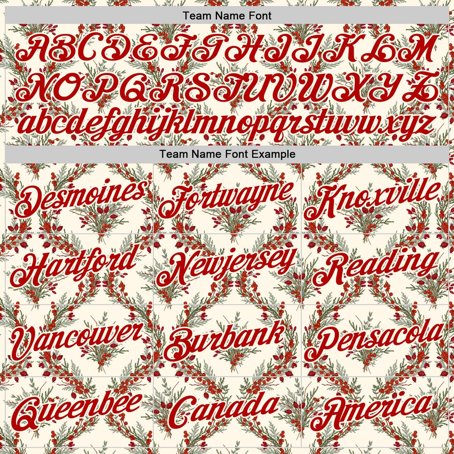 Custom Stitched Cream Red-Cream 3D Christmas Damask Floral Sports Pullover Sweatshirt Hoodie view 3