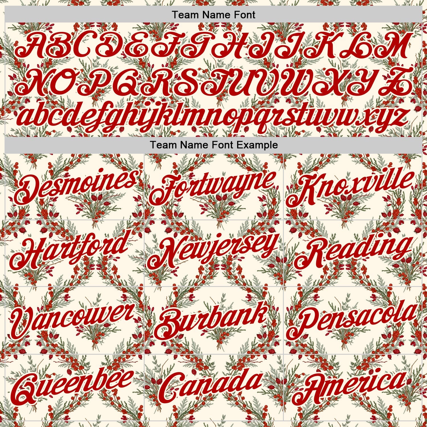 Custom Stitched Cream Red-Cream 3D Christmas Damask Floral Sports Pullover Sweatshirt Hoodie view 3