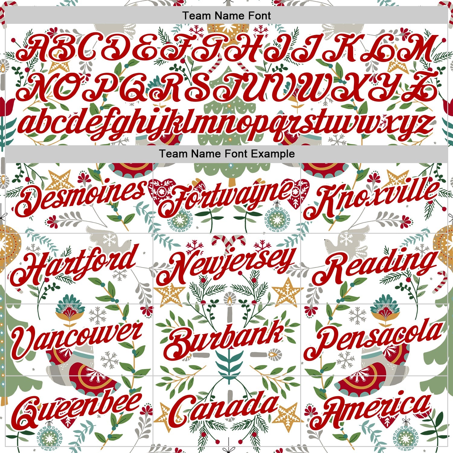 Custom Stitched White Red-White 3D Christmas Floral Sports Pullover Sweatshirt Hoodie view 3