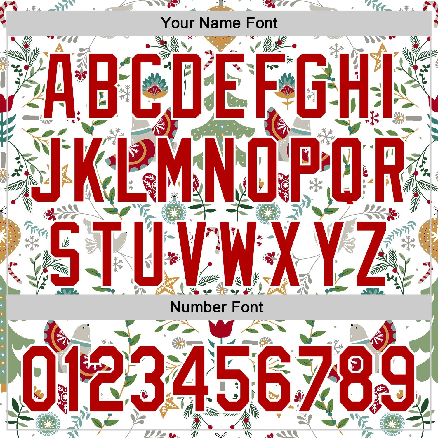 Custom Stitched White Red-White 3D Christmas Floral Sports Pullover Sweatshirt Hoodie view 4