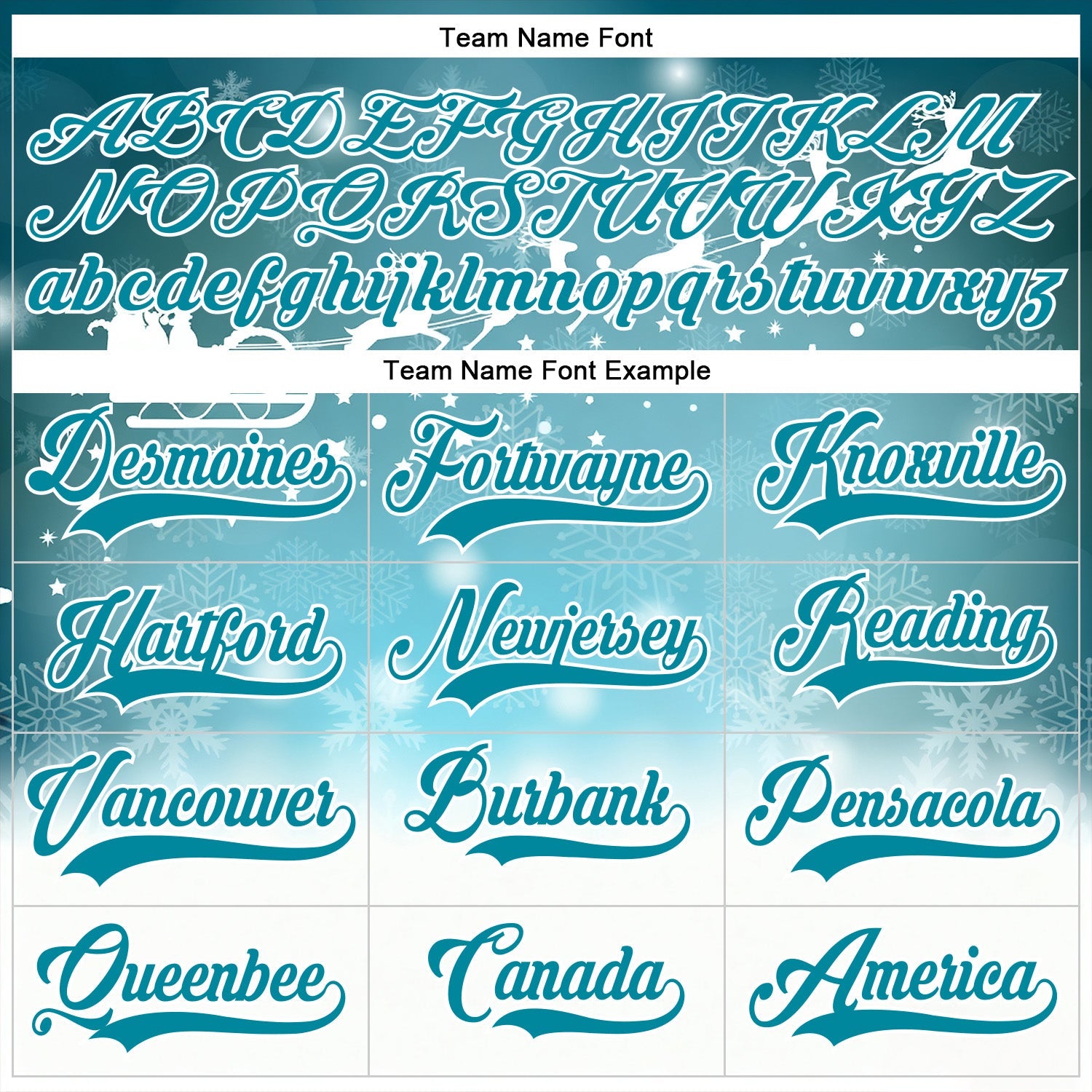 Custom Teal Teal-White 3D Christmas Reindeer Hockey Lace Neck Jersey view 4