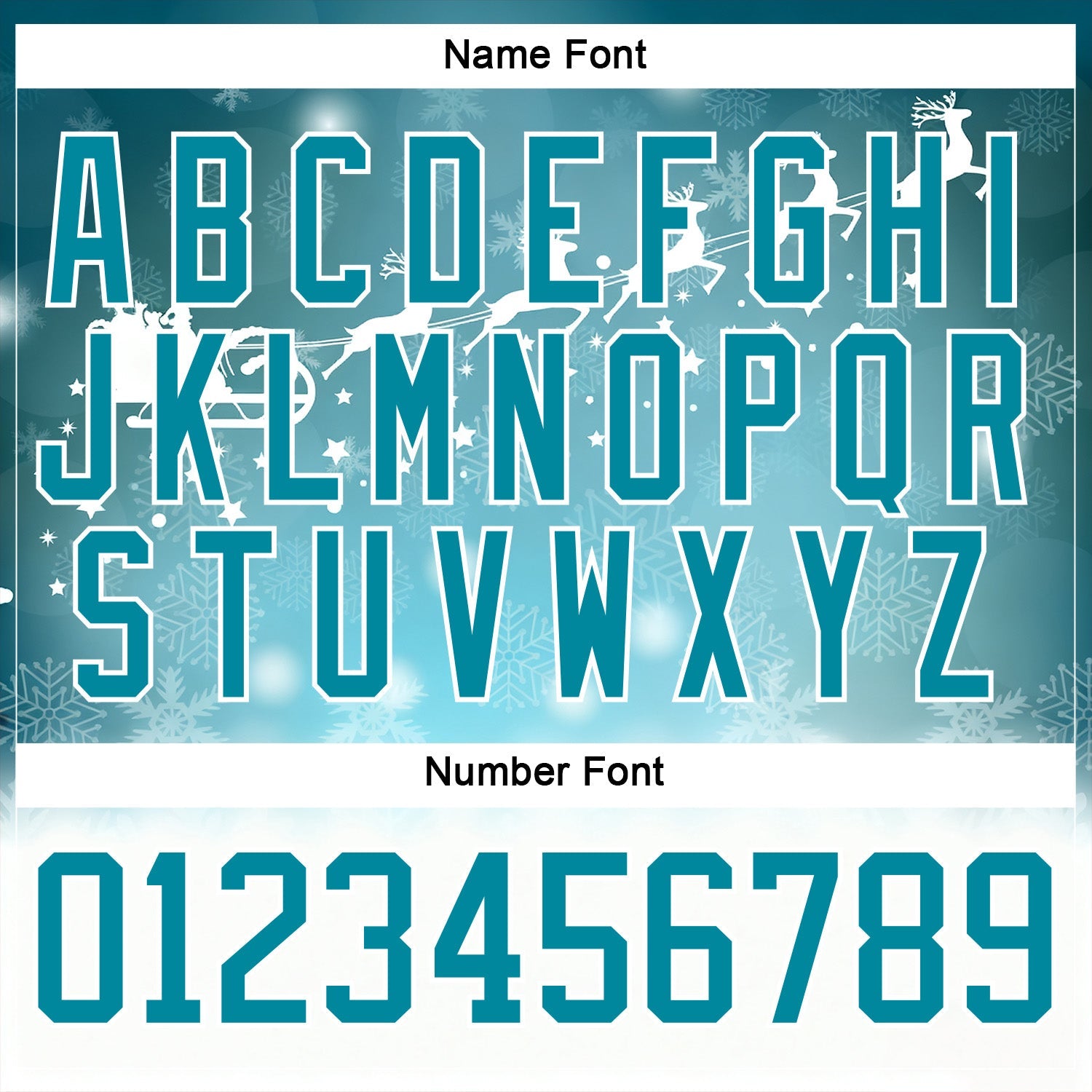 Custom Teal Teal-White 3D Christmas Reindeer Hockey Lace Neck Jersey view 5