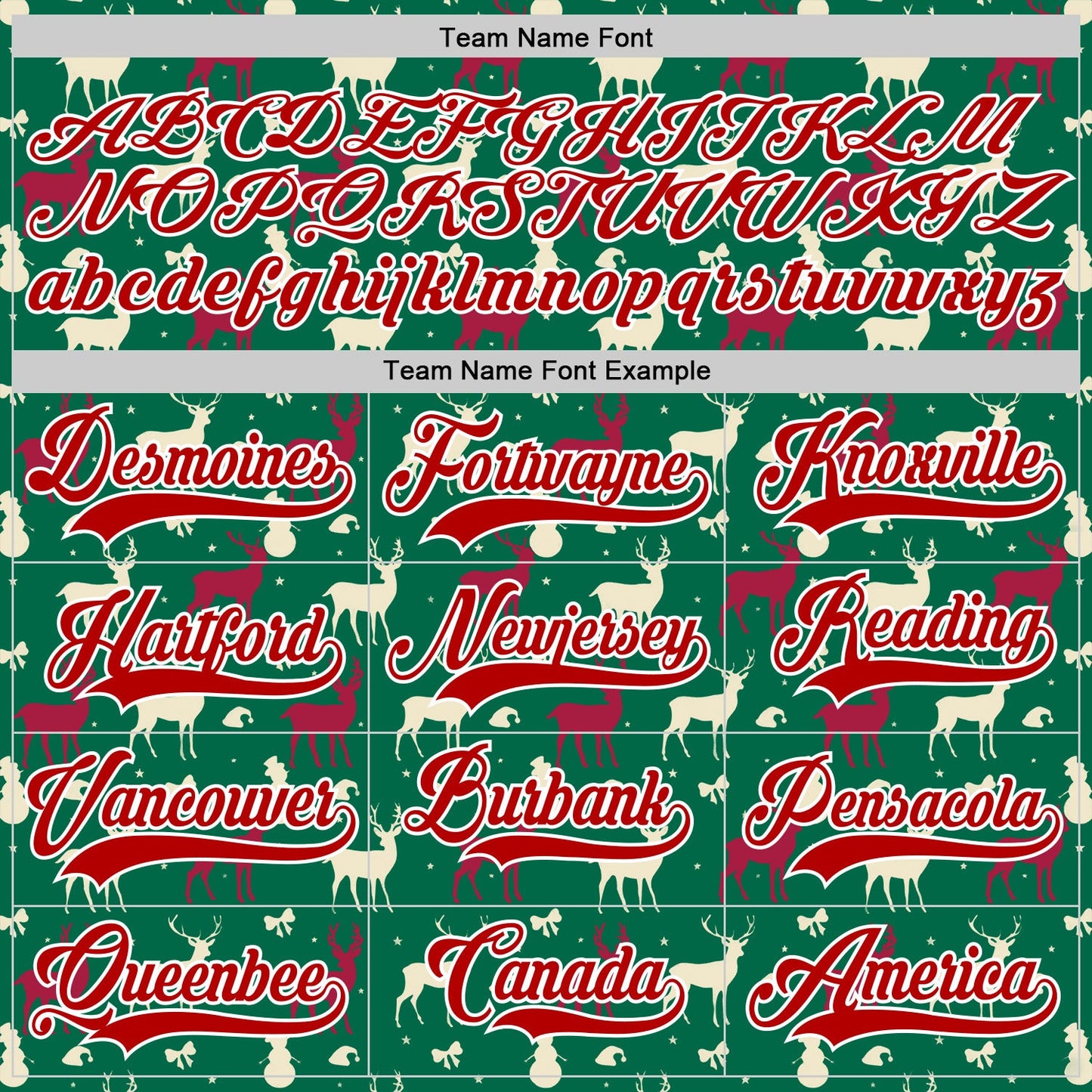 Custom Kelly Green Red-White 3D Christmas Reindeer Hockey Lace Neck Jersey view 4