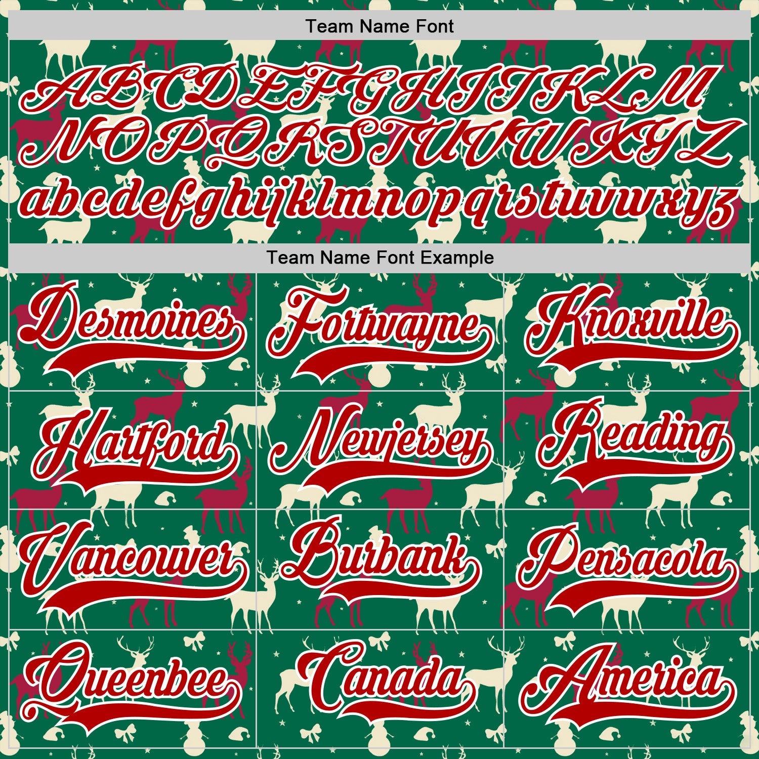 Custom Kelly Green Red-White 3D Christmas Reindeer Hockey Lace Neck Jersey view 4