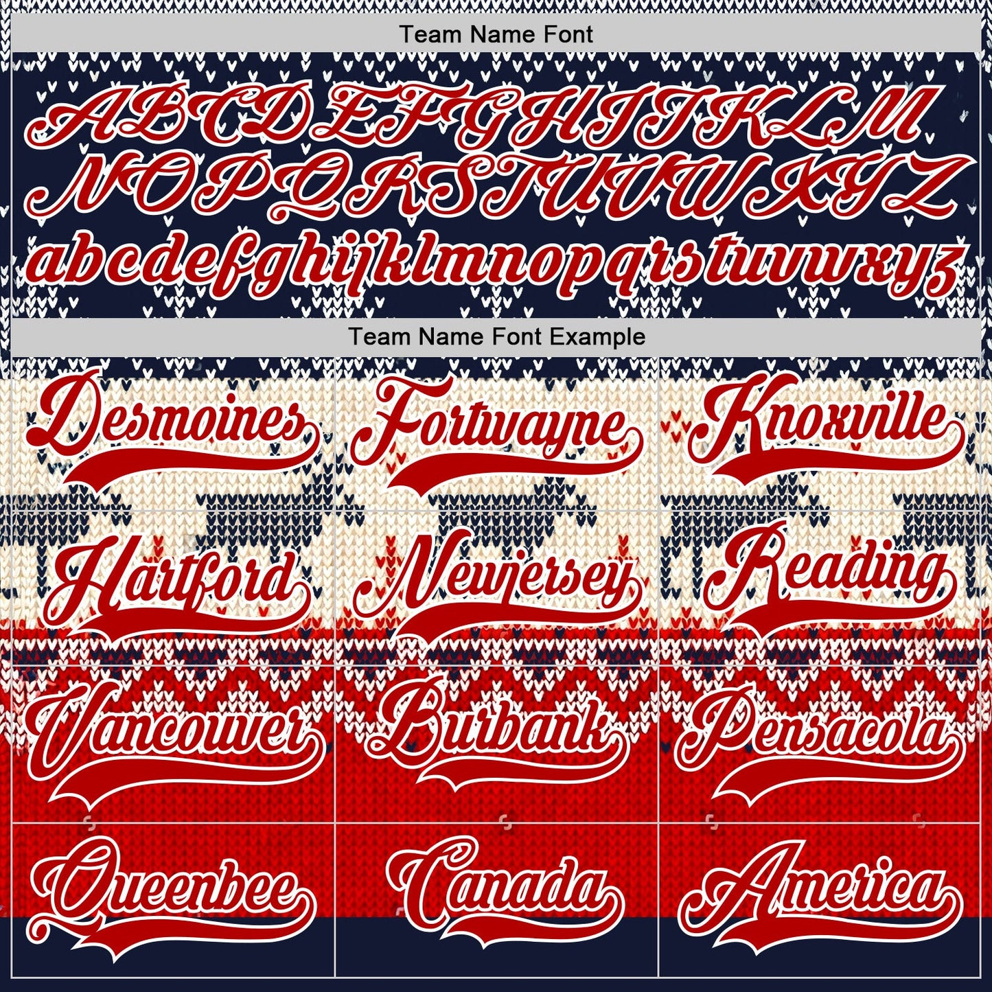 Custom Navy Red-White 3D Christmas Ugly Sweater Hockey Lace Neck Jersey view 4