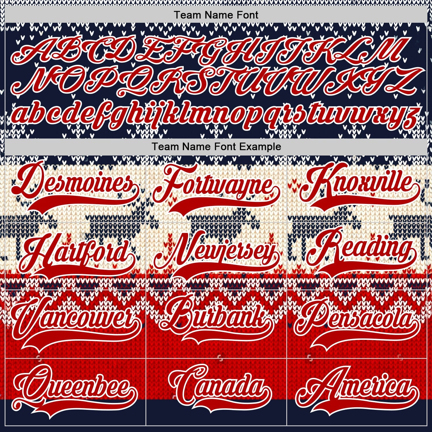 Custom Navy Red-White 3D Christmas Ugly Sweater Hockey Lace Neck Jersey view 4
