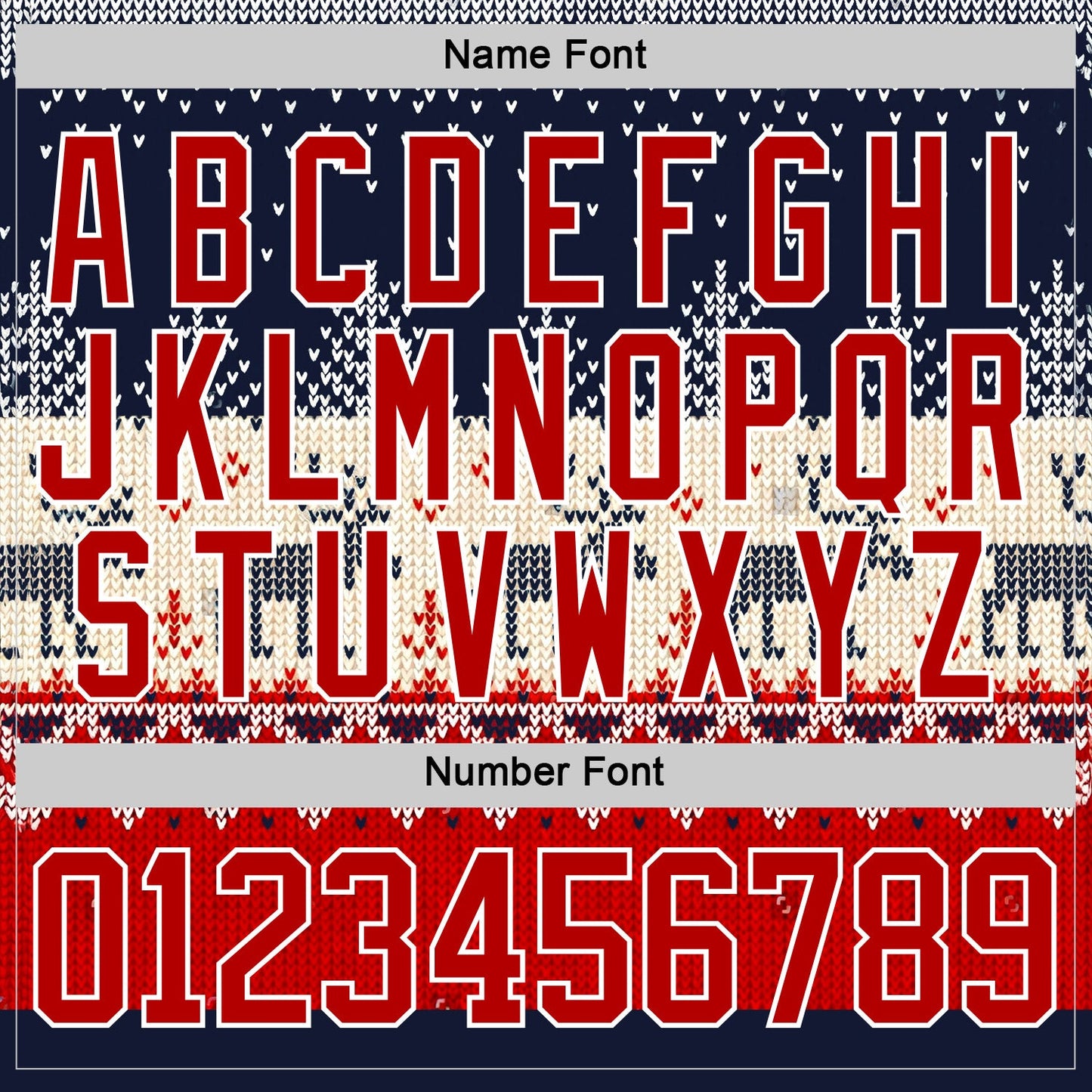 Custom Navy Red-White 3D Christmas Ugly Sweater Hockey Lace Neck Jersey view 5