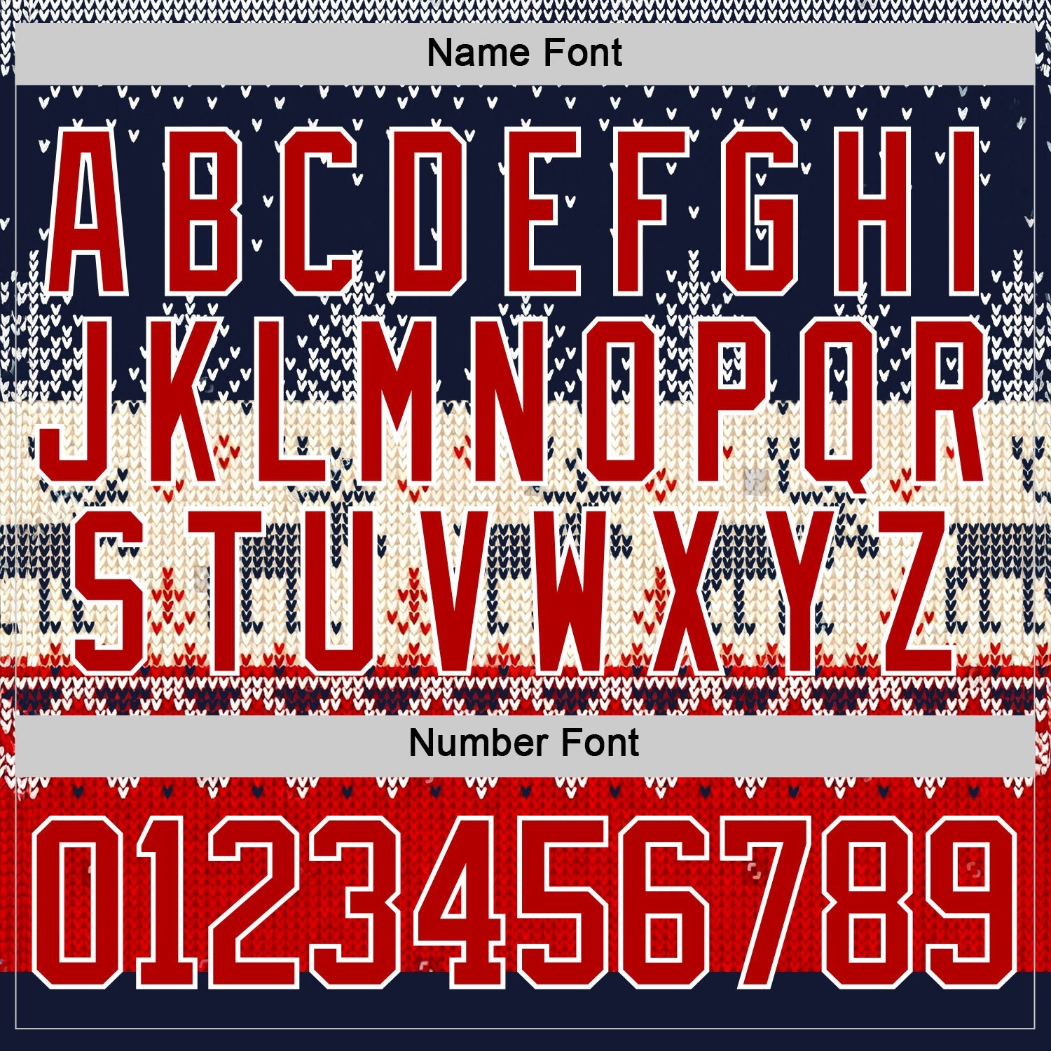 Custom Navy Red-White 3D Christmas Ugly Sweater Hockey Lace Neck Jersey view 5