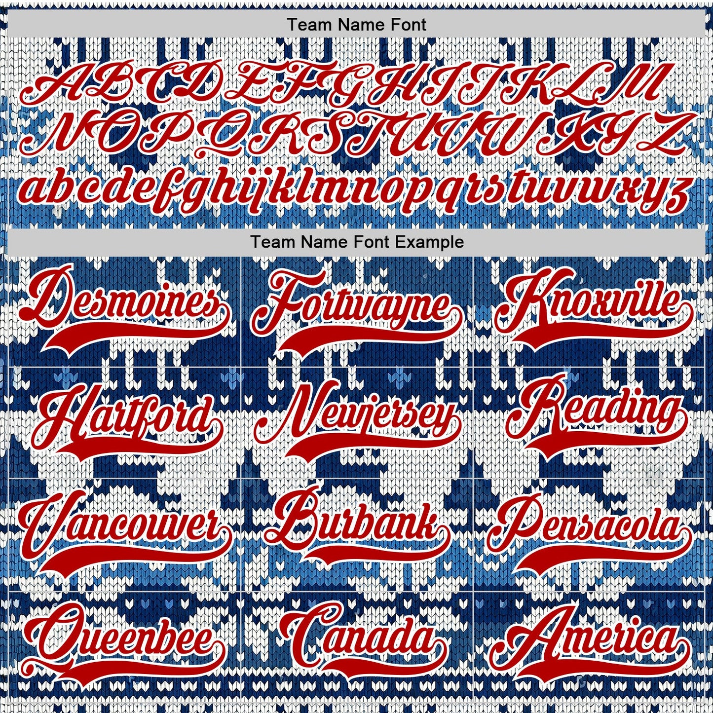 Custom Blue Red-White 3D Christmas Ugly Sweater Hockey Lace Neck Jersey view 4