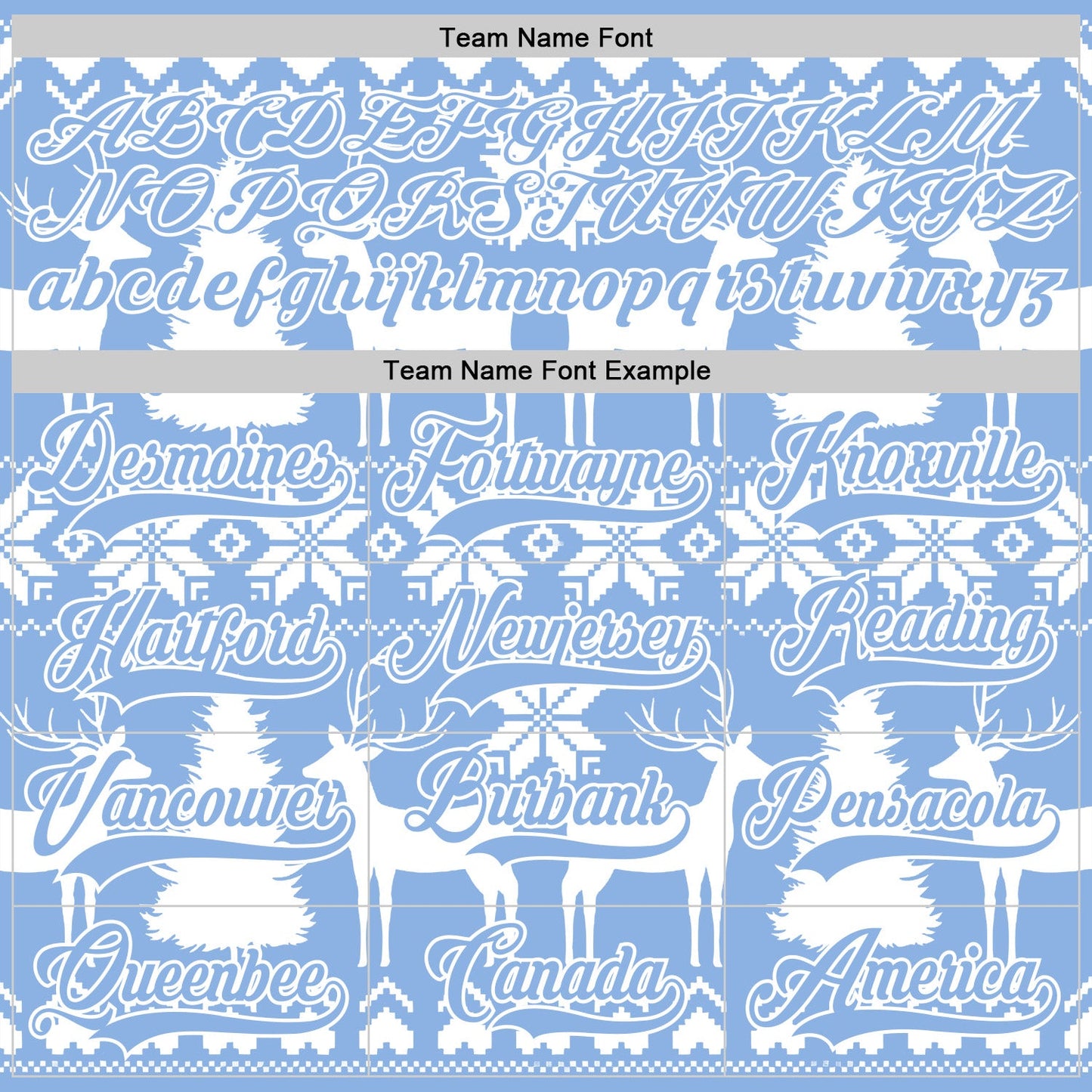 Custom White Light Blue-White 3D Christmas Ugly Sweater Hockey Lace Neck Jersey view 4