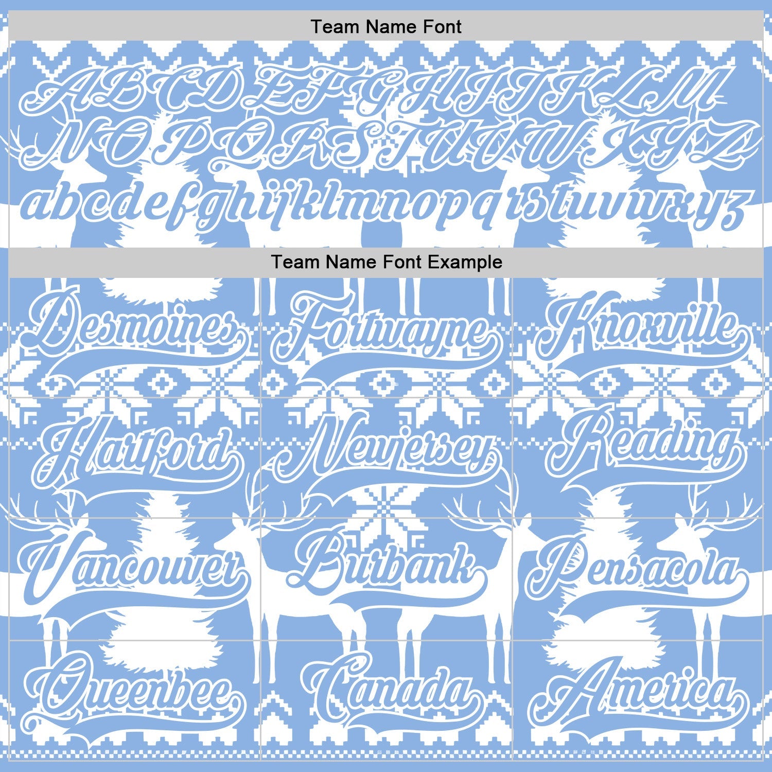 Custom White Light Blue-White 3D Christmas Ugly Sweater Hockey Lace Neck Jersey view 4