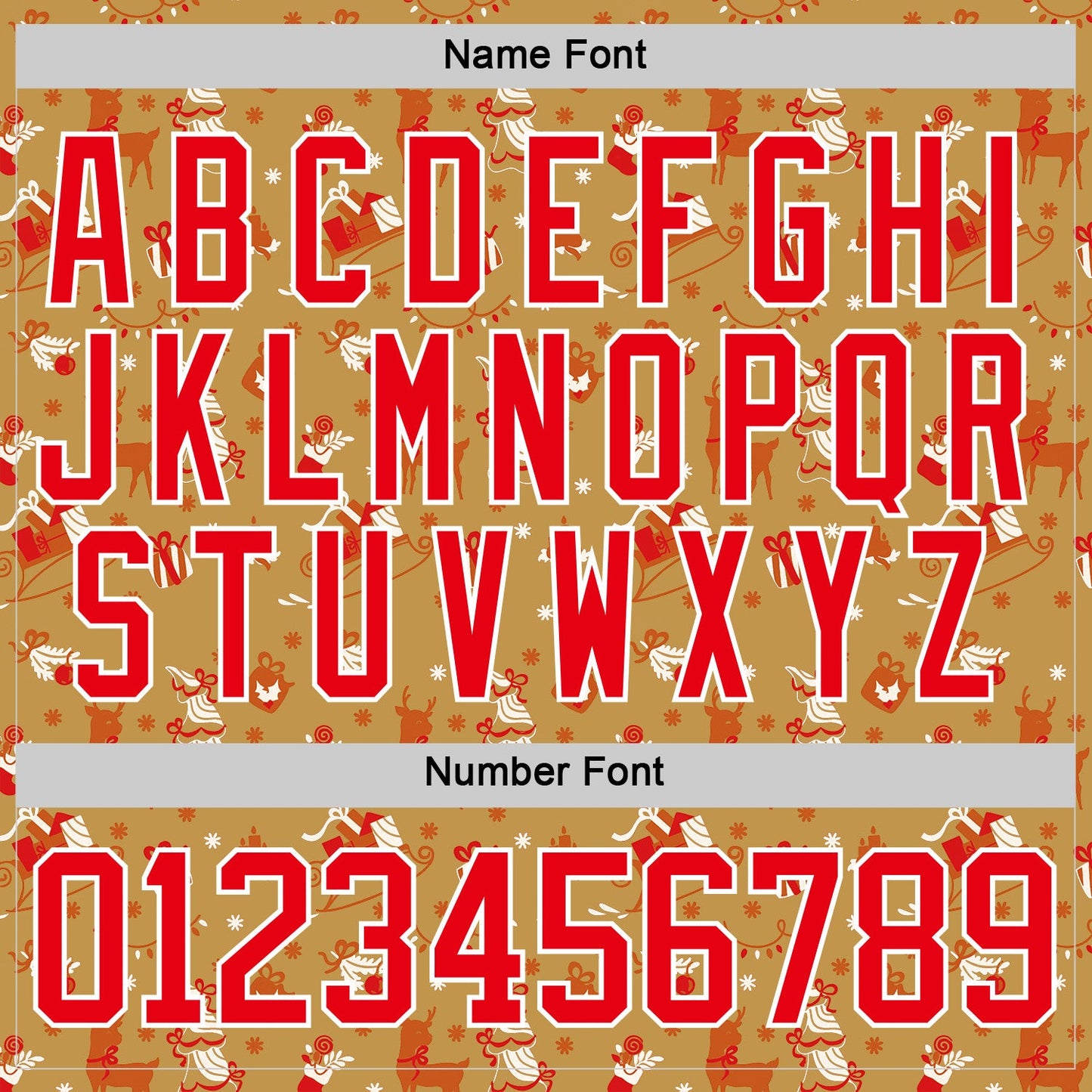 Custom Old Gold Fire Red-White 3D Christmas Hockey Lace Neck Jersey view 5