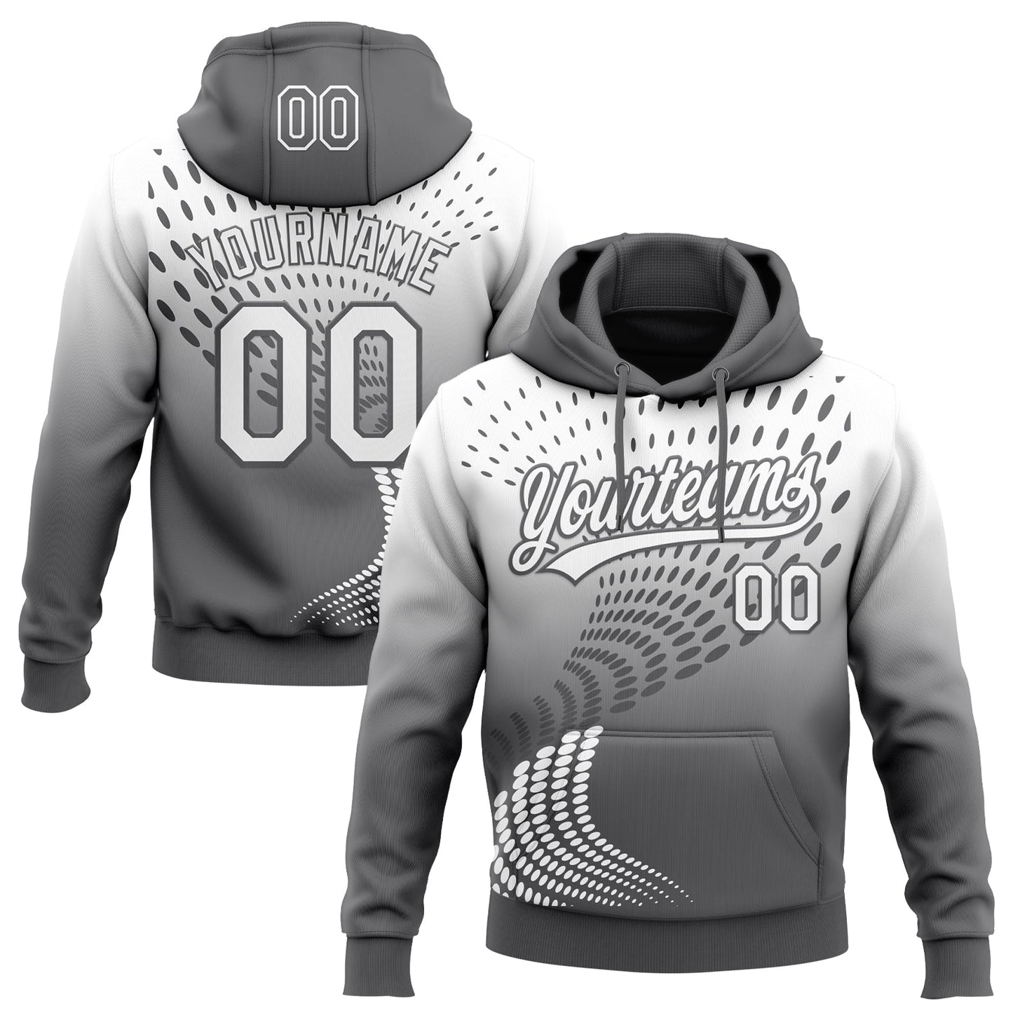 Custom Stitched Gray White-Steel Gray 3D Pattern Design Geometrico Graph Sports Pullover Sweatshirt Hoodie - Main View
