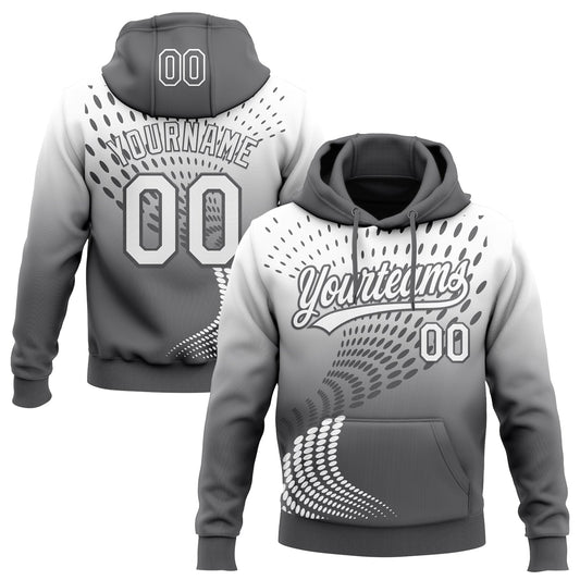 Custom Stitched Gray White-Steel Gray 3D Pattern Design Geometrico Graph Sports Pullover Sweatshirt Hoodie - Main View