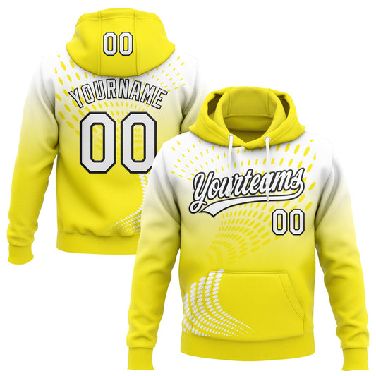 Custom Stitched Light Yellow White-Black 3D Pattern Design Geometrico Graph Sports Pullover Sweatshirt Hoodie - Main View