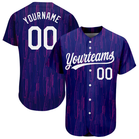 Custom Purple White 3D Pattern Design Authentic Baseball Jersey - Main View
