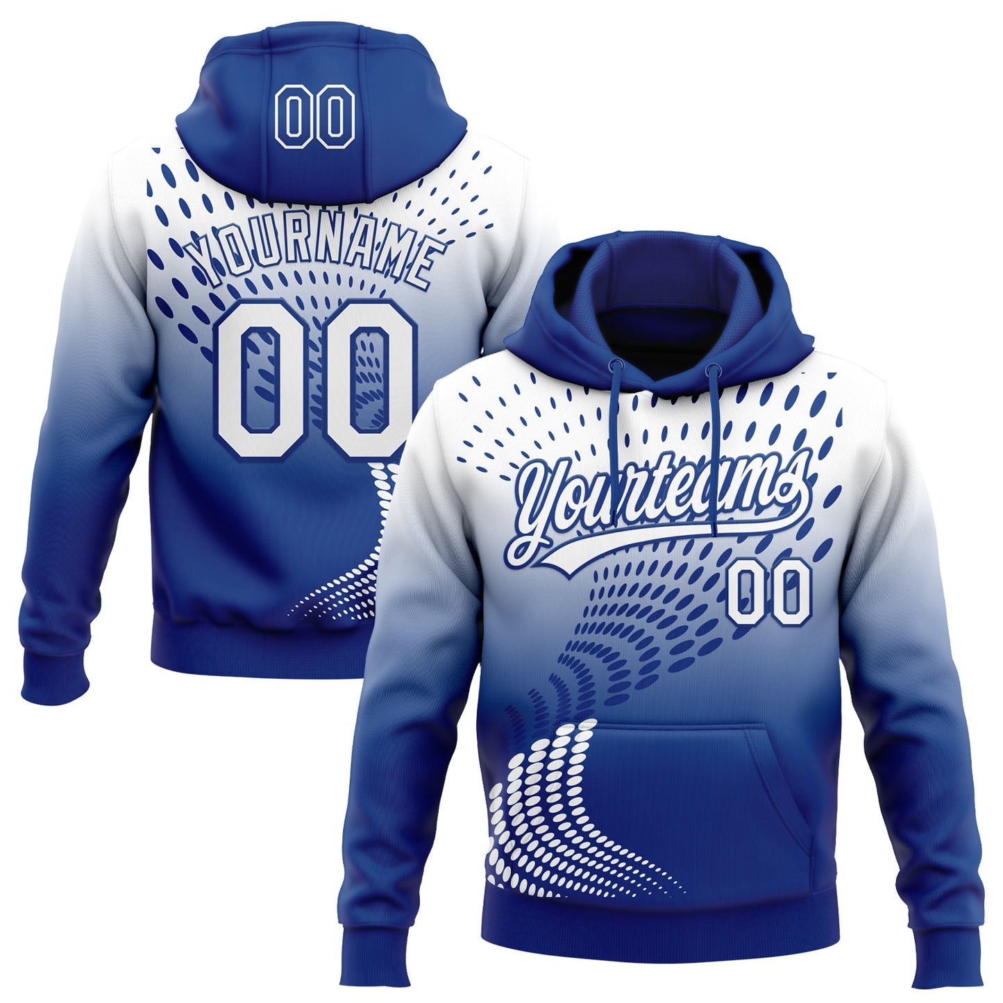 Custom Stitched Royal White-Royal 3D Pattern Design Geometrico Graph Sports Pullover Sweatshirt Hoodie - Main View