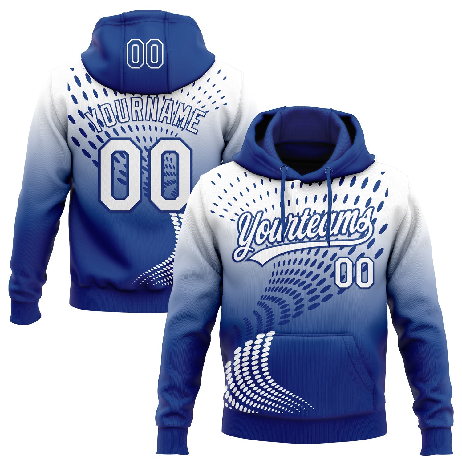Custom Stitched Royal White-Royal 3D Pattern Design Geometrico Graph Sports Pullover Sweatshirt Hoodie - Main View