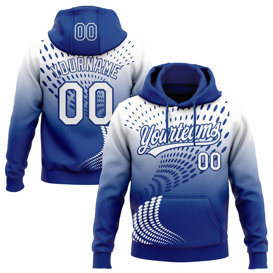 Custom Stitched Royal White-Royal 3D Pattern Design Geometrico Graph Sports Pullover Sweatshirt Hoodie - Main View