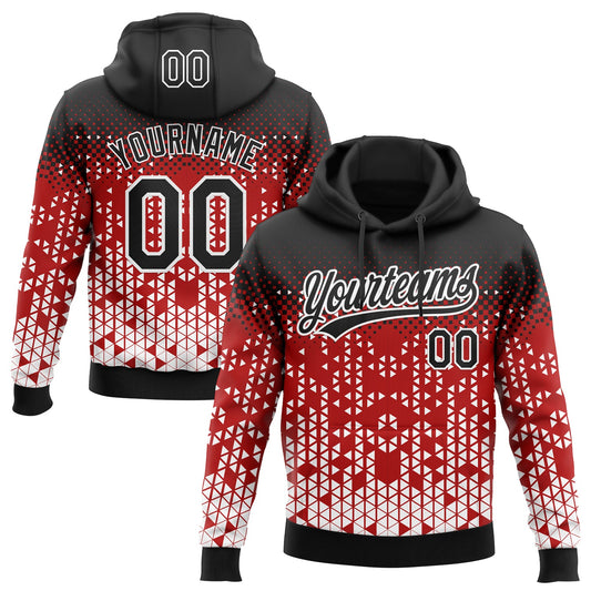 Custom Stitched Red Black-White 3D Pattern Design Geometrico Graph Sports Pullover Sweatshirt Hoodie - Main View