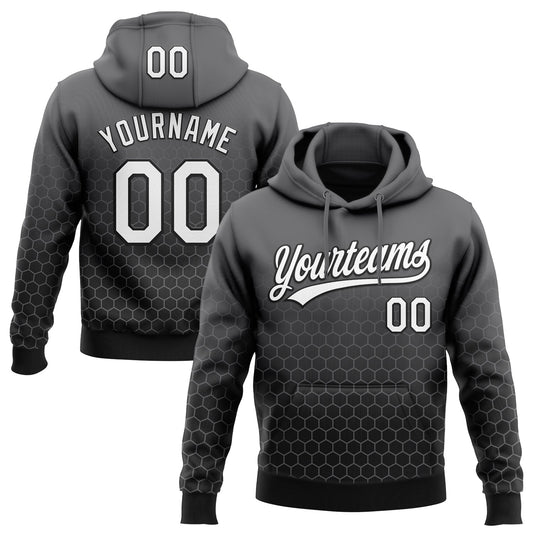 Custom Stitched Steel Gray White-Black 3D Pattern Design Geometrico Graph Sports Pullover Sweatshirt Hoodie - Main View