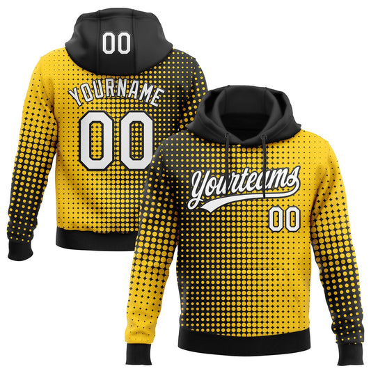 Custom Stitched Gold White-Black 3D Pattern Design Geometrico Graph Sports Pullover Sweatshirt Hoodie - Main View