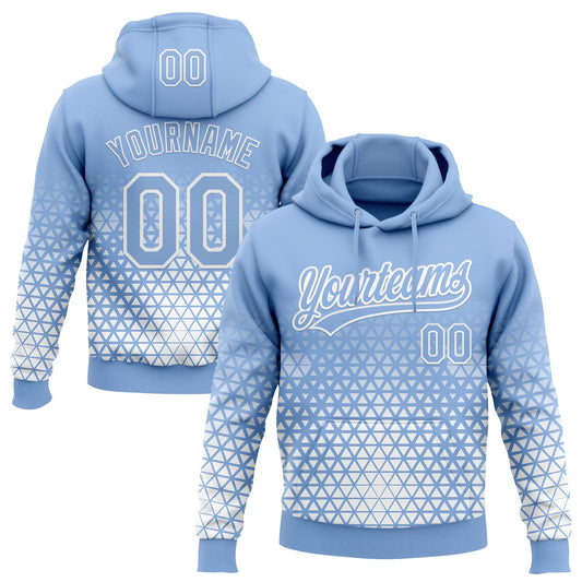Custom Stitched Light Blue Light Blue-White 3D Pattern Design Geometrico Graph Sports Pullover Sweatshirt Hoodie - Main View