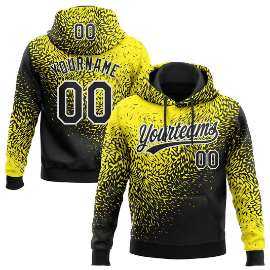 Custom Stitched Light Yellow Black-White 3D Pattern Design Abstract Shape Sports Pullover Sweatshirt Hoodie - Main View