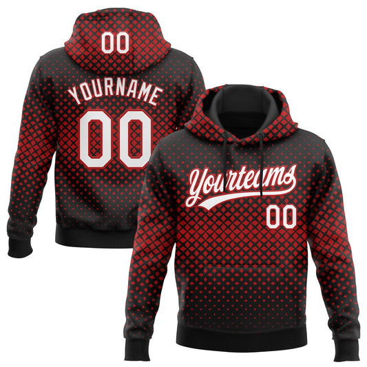 Custom Stitched Black White-Red 3D Pattern Design Geometrico Graph Sports Pullover Sweatshirt Hoodie - Main View