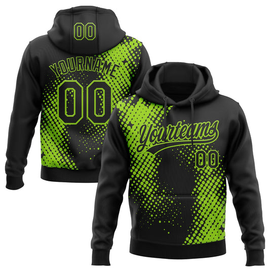 Custom Stitched Black Black-Neon Green 3D Pattern Design Geometrico Graph Sports Pullover Sweatshirt Hoodie - Main View