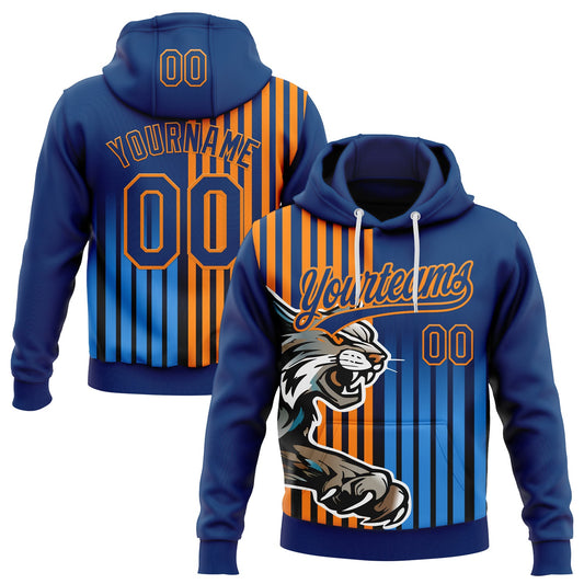 Custom Stitched Powder Blue US Navy Blue-Bay Orange 3D Pattern Design Leopardo Sports Pullover Sweatshirt Hoodie - Main View