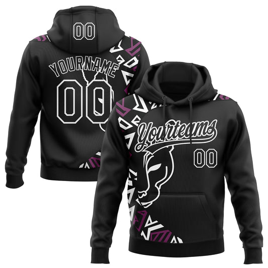 Custom Stitched Black Black-White 3D Pattern Design Leopardo Sports Pullover Sweatshirt Hoodie - Main View