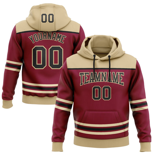 Custom Maroon Black-Vegas Gold 3D Pattern Design Game Day Arizona Inspired Sports Pullover Sweatshirt Hoodie - Main View