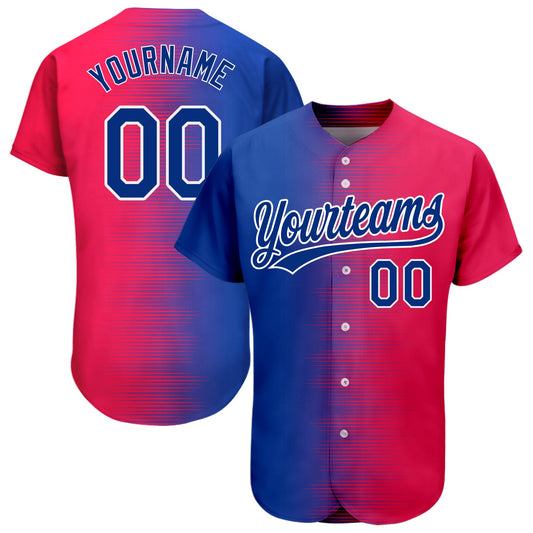 Custom Red Royal-White 3D Pattern Design Authentic Baseball Jersey - Main View