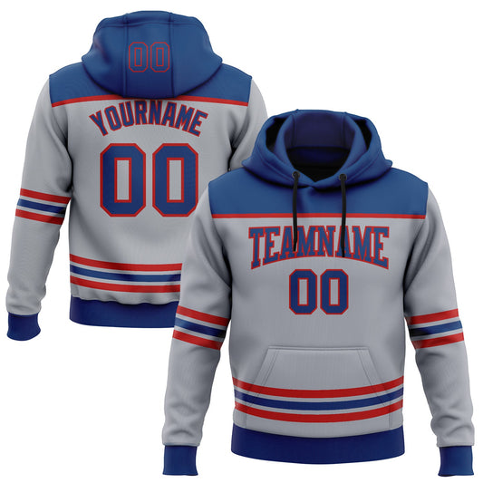Custom Gray US Navy Blue-Red 3D Pattern Design Game Day Columbus Inspired Sports Pullover Sweatshirt Hoodie - Main View